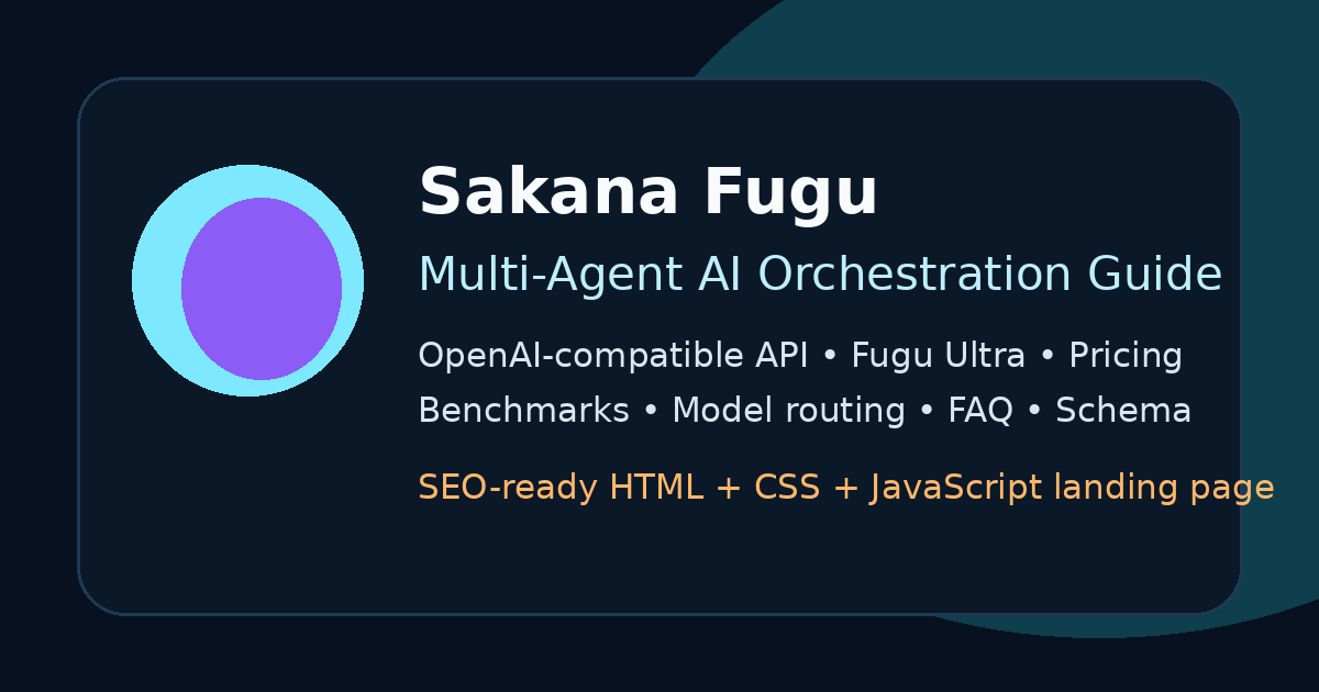 Sakana Fugu guide preview showing orchestration and benchmark themes